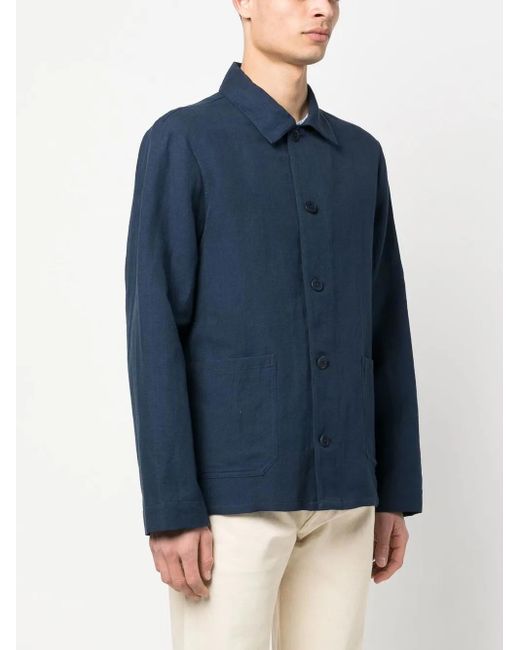 A.P.C. Blue Button-Up Jacket for men