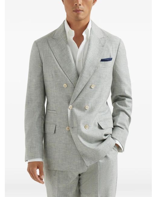 Brunello Cucinelli Gray Uconstructed Blazer for men