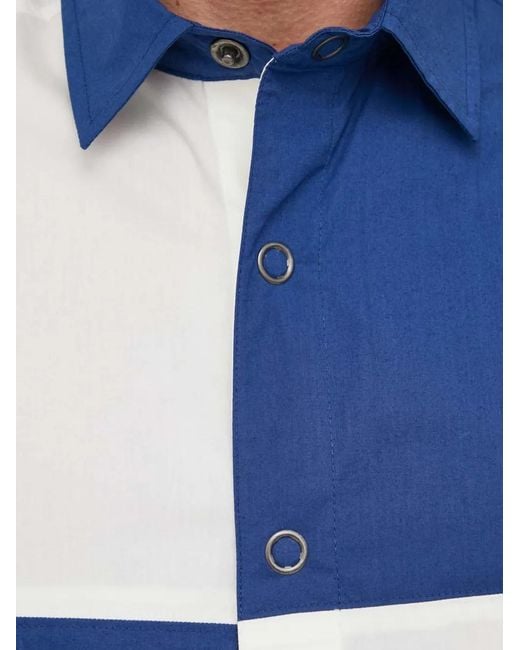 Benetton Blue Checked-Pattern Buttoned Shirt for men