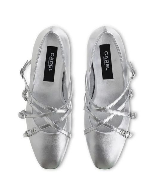 CAREL PARIS White Leather Ballerina Shoes