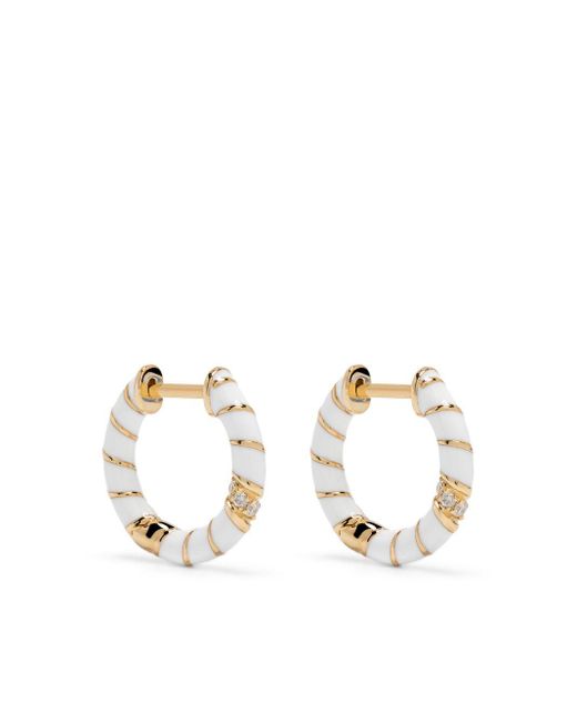 Yvonne Léon White 9kt Yellow Gold Paire De Créoles Diamond Hoop Earrings