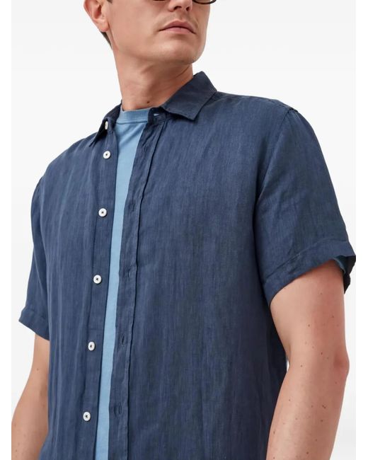 Benetton Blue Buttoned Short-Sleeve Shirt for men