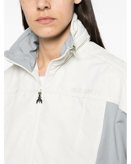 Patrizia Pepe White Colour-Block High-Neck Jacket