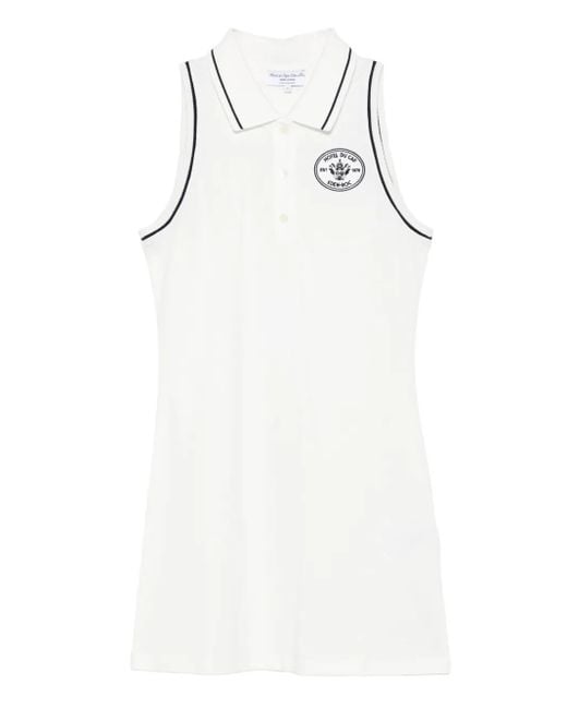 Sporty & Rich White Embroidered-Logo Polo Mini Dress