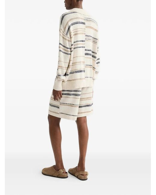 Twp Natural Stripe-Intarsia V-Neck Sweater