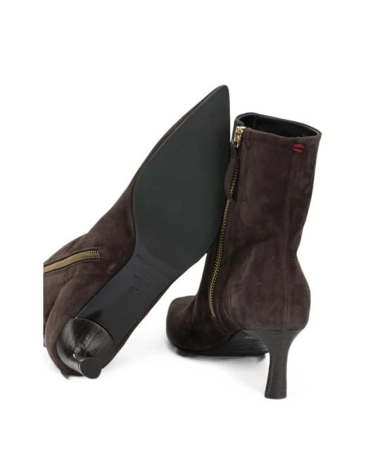 Halmanera Brown Pointed-Toe Suede Ankle Boots