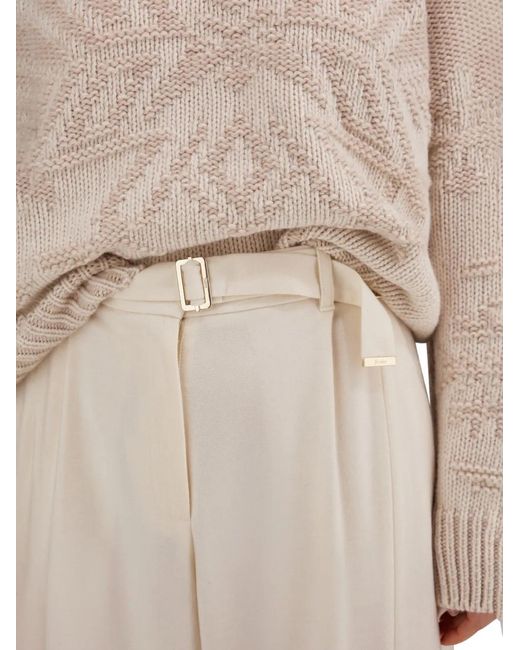 Herno White Belted Straight Trousers
