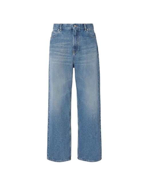 Fendi Blue Logo-Patch Straight-Leg Jeans for men