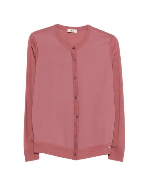 Herno Pink Lyocell Cotton Polyester Cardigan