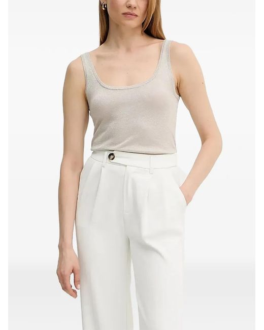 Guess White Metallic-Effect Scoop-Neck Tank Top