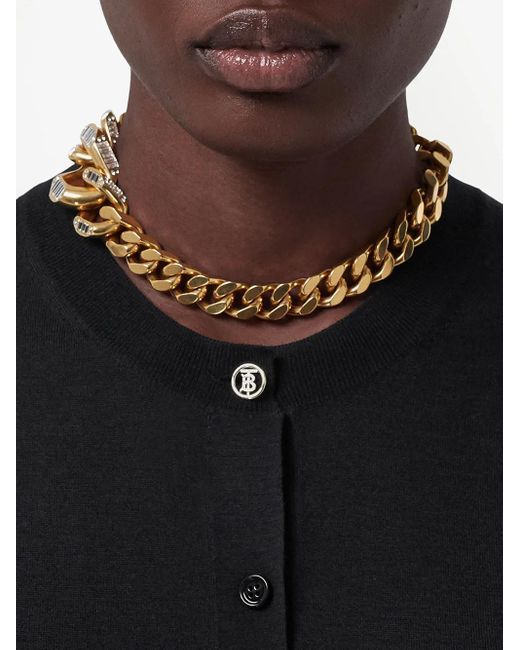 Cárdigan con motivo de monograma y ribete de seda Burberry de color Black