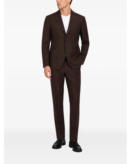 Franzese Collection Brown Patch-Pocket Single-Breasted Suit for men