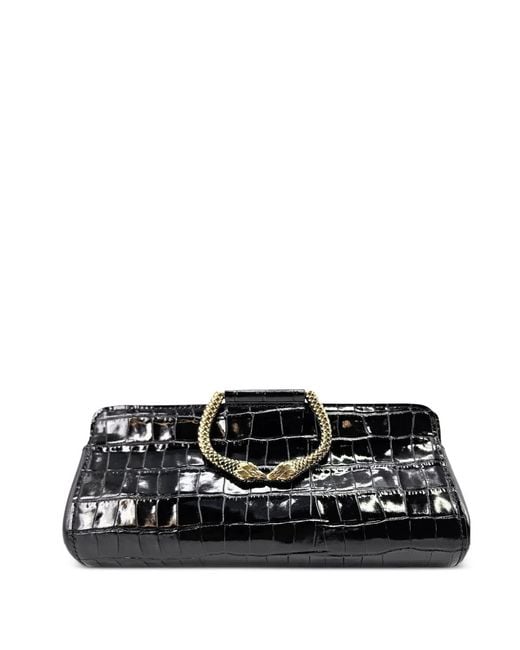 Madison Maison Black Moc Croc Clutch Bag