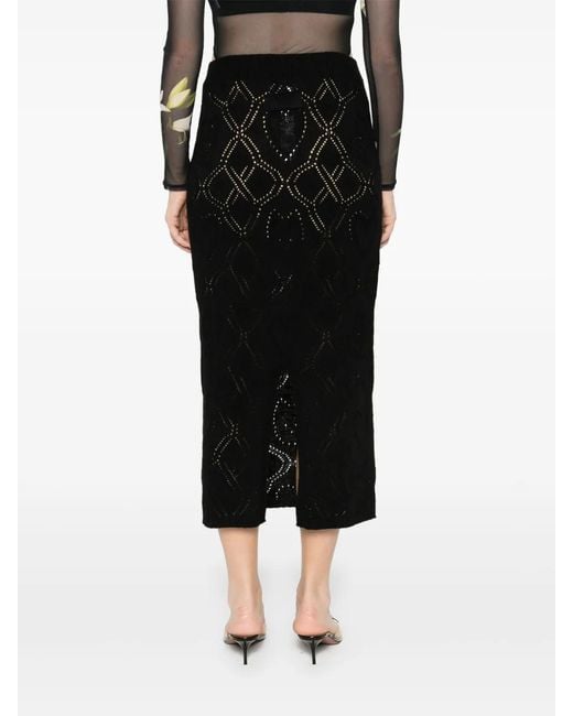 Twinset Black Pointelle-Knit Skirt