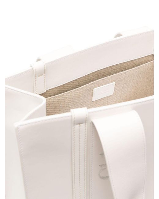 Chloé White Medium Woody Leather Tote Bag