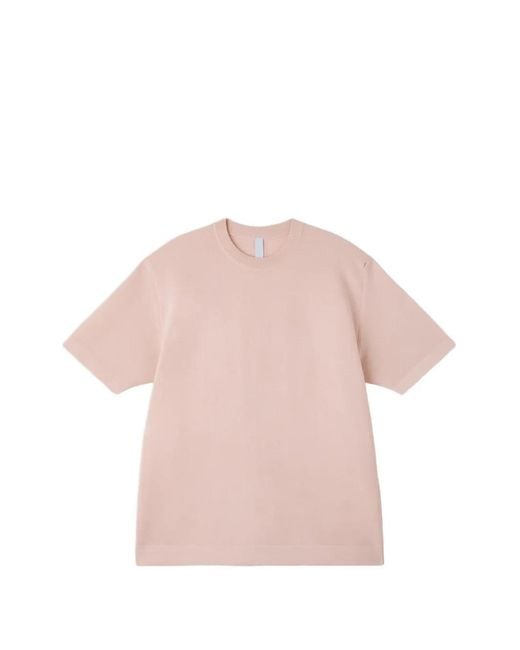 CFCL Men's Pink Fine-Knit Crew-Neck T-Shirt