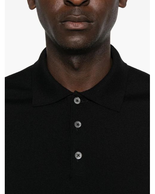 Corneliani Black Long-Sleeve Polo Shirt for men