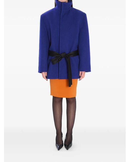 Saint Laurent Blue Belted Coat