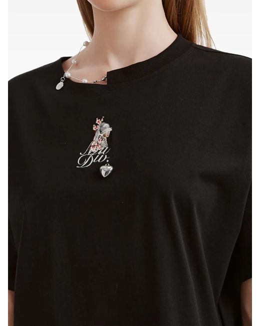 Musium Div. Black Embellished Open-Back T-Shirt