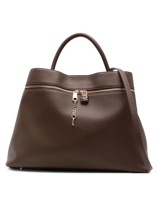 Twinset Brown Key-Charm Tote Bag