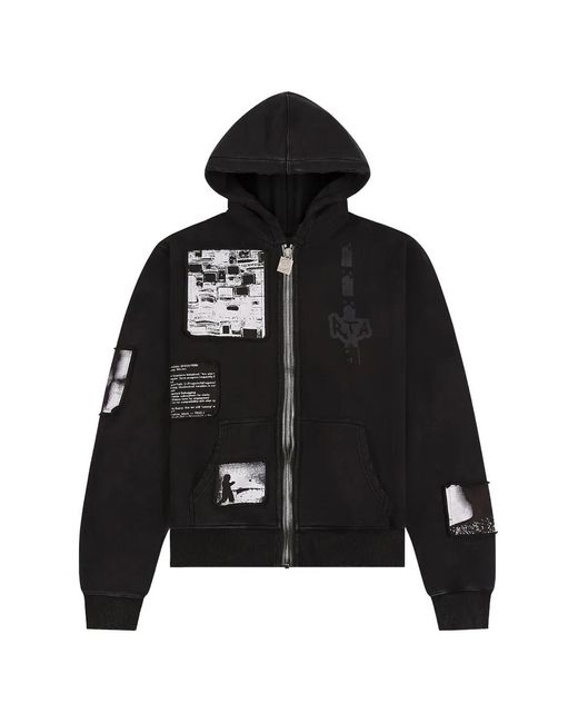 RTA Black Zev Zip-Up Hoodie for men