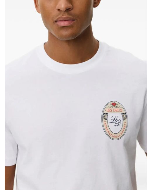 Les Deux White Graphic Crewneck T-Shirt for men
