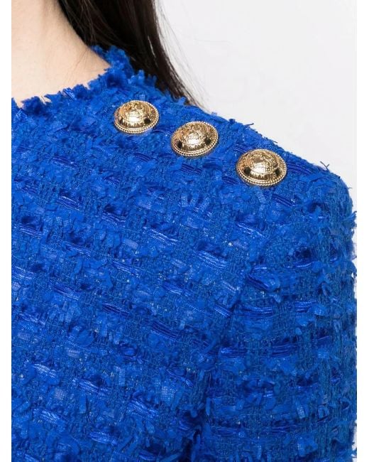 Balmain Blue Tweed Mini Dress