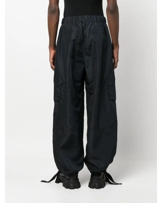 Versace Black Logo-Print Cargo Trousers for men