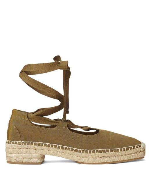 Polo Ralph Lauren Metallic Grosgrain Lace-Up Heeled Espadrille