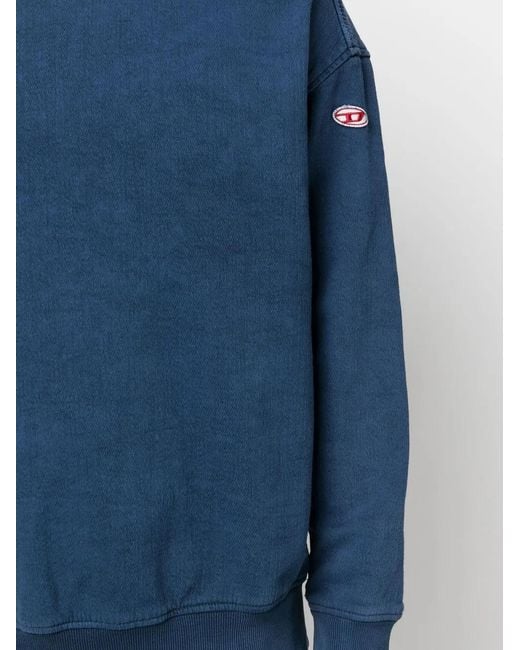 DIESEL Blue D-Krib Track Denim Sweatshirt for men