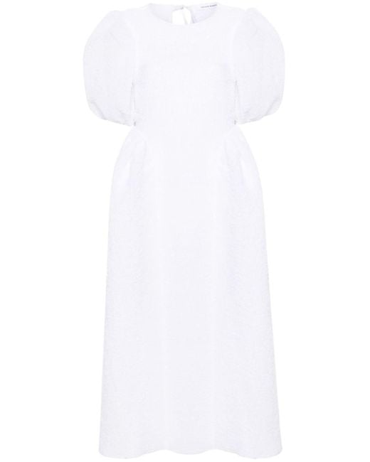 CECILIE BAHNSEN White Ulani Matelassé Midi Dress