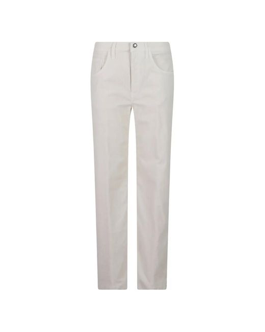 Dondup White Corduroy Straight-Leg Trousers