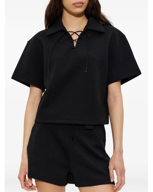 IRO Black Lace-Up Polo Top