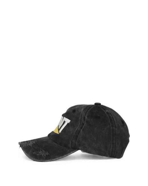 CAPTURE GALLERY Black Distressed Embroidered Baseball Cap for men