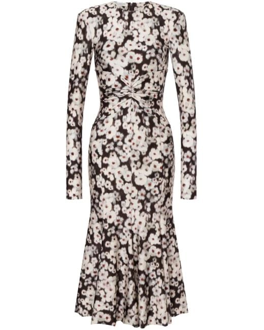 Philosophy Di Lorenzo Serafini Black Mid-Length Floral Print Dress