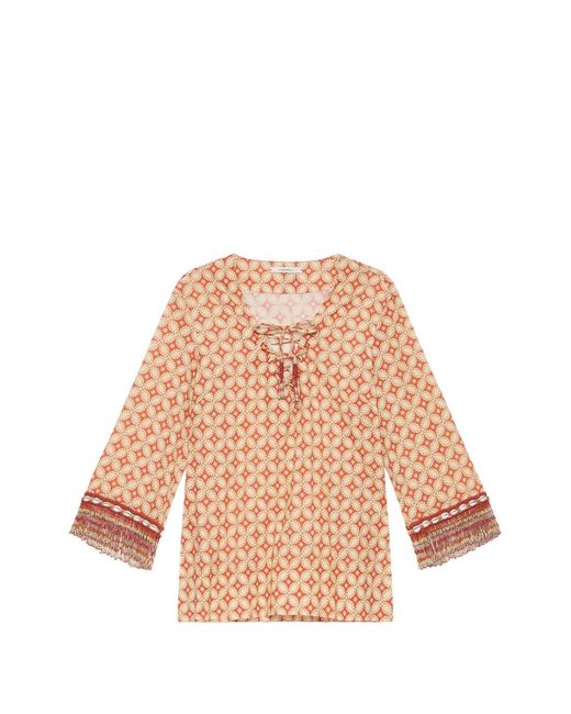 Maliparmi Natural Beaded Geometric Print Tunic