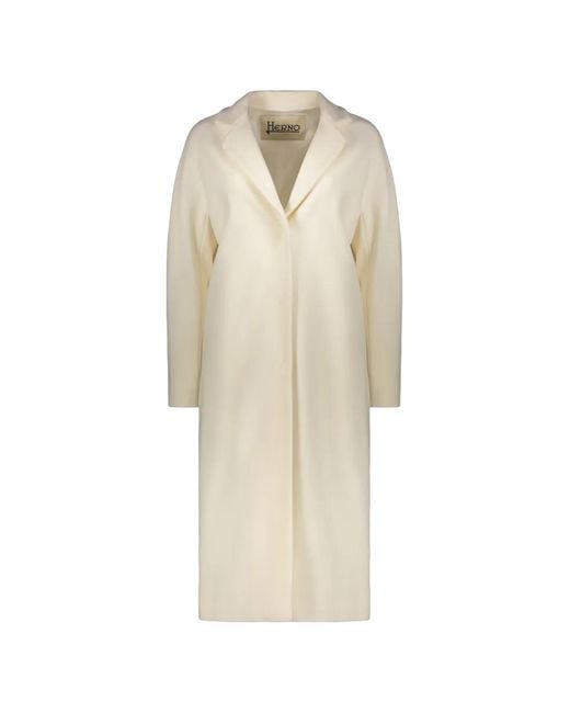 Herno White Notched-Collar Single-Breasted Coat