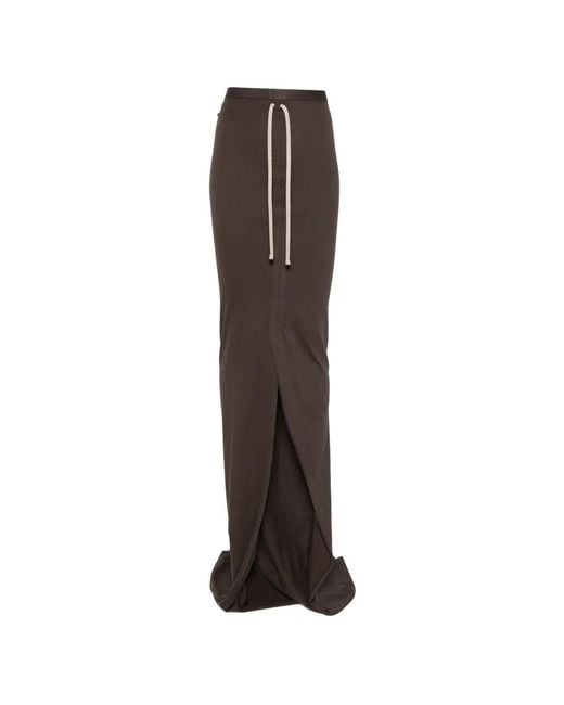 Moncler Brown Drawstring Slit Maxi Skirt