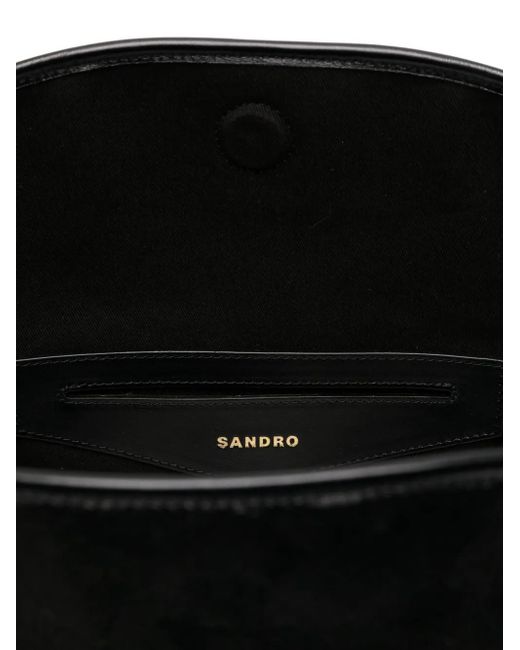 Sandro Suède Leren Bucket-Tas in het Black