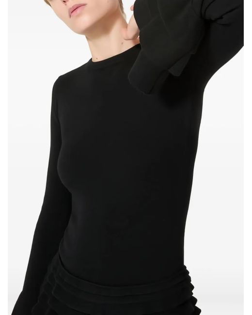 Valentino Garavani Black Stretch Tiered-Sleeve Knitted Top