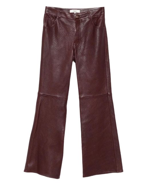 Chloé Red Leather Trousers