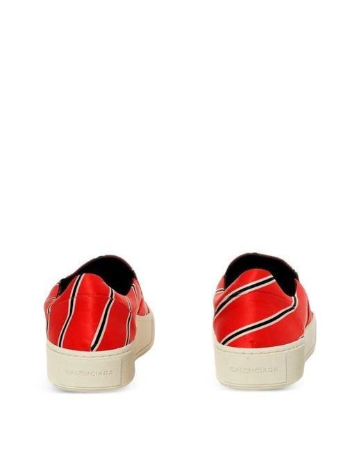 Balenciaga Red Striped Slip-Ons