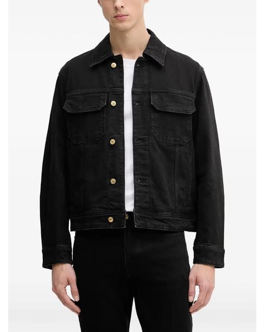 ARMANI EXCHANGE Black Logo-Patch Denim Jacket for men