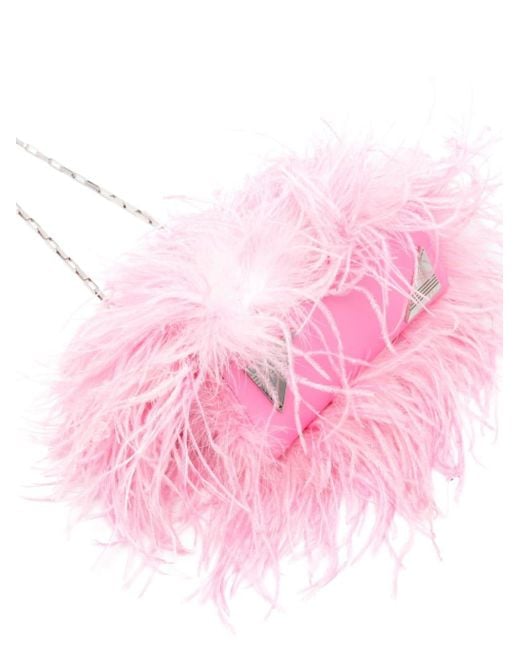 The Attico Pink Midnight Feather Clutch Bag - Women's - Calf Leather/polyester/polyurethane/marabou Featherscottonpolyester