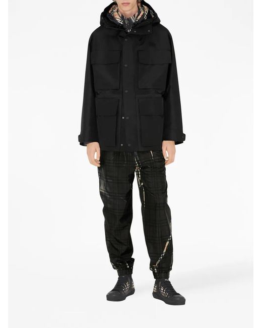 Burberry Black Patch-Pocket Parka Coat for men