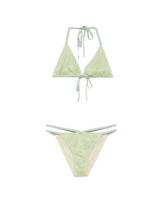 Circus Hotel White Sequin-Embellished Bikini