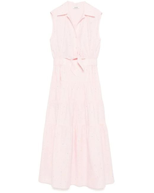 Sandro Pink Cotton Crystal Midi Dress