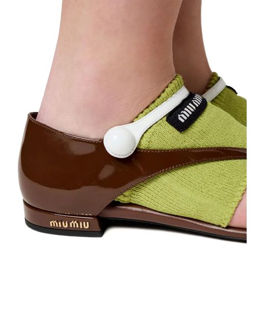 Miu Miu Brown Patent-Leather Sandals
