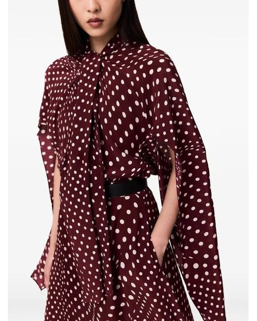 Stella McCartney Purple Polka-Dot Tie-Neck Asymmetric Dress
