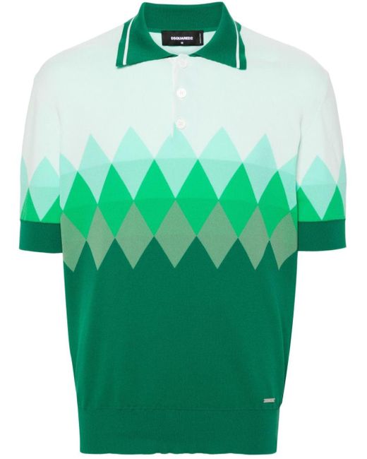 DSquared² Green Argyle Check Polo Shirt - Men's - Polyamide for men